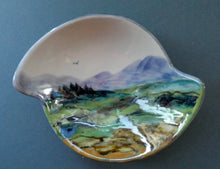 Load image into Gallery viewer, SCOTTISH POTTERY. Pretty Hand-Painted Highland Landscape HIGHLAND Stoneware Dish. Unusual Shape
