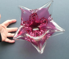 Load image into Gallery viewer, 1960s Chribska PINK STAR Czech / Bohemian CHUNKY Art Glass Bowl
