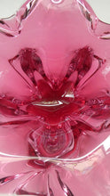 Load image into Gallery viewer, 1960s Chribska PINK STAR Czech / Bohemian CHUNKY Art Glass Bowl
