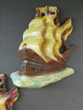 Load image into Gallery viewer, Art Deco Pottery Wall Plaque 1930s. Galleon or Sailing Ship Design
