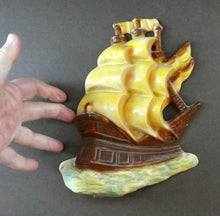 Load image into Gallery viewer, Art Deco Pottery Wall Plaque 1930s. Galleon or Sailing Ship Design
