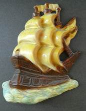 Load image into Gallery viewer, Art Deco Pottery Wall Plaque 1930s. Galleon or Sailing Ship Design
