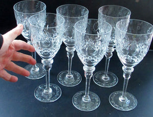 Set of Six Rogaska Long Stemmed Glasses Red Wine Crysta