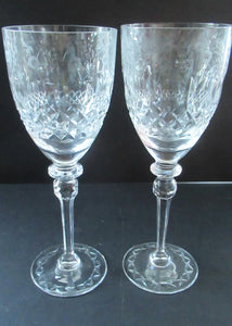 Large Pair of Rogaska Red Wine Queen Crystal Glasses