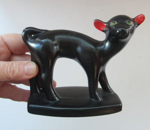 1950s Italian Ceramic Figurine of a Black Lamb