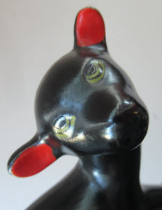 1950s Italian Ceramic Figurine of a Black Lamb