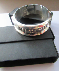 Vintage Mexican Silver Hinged Bracelet Brutalist Design