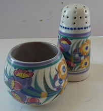 Load image into Gallery viewer, 1930s Truda Carter Poole Pottery Sugar Shaker and Round Pot  Fuchsia Pattern
