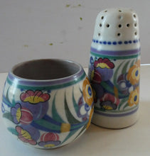 Load image into Gallery viewer, 1930s Truda Carter Poole Pottery Sugar Shaker and Round Pot  Fuchsia Pattern
