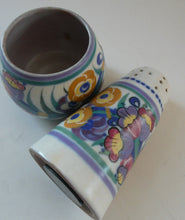 Load image into Gallery viewer, 1930s Truda Carter Poole Pottery Sugar Shaker and Round Pot  Fuchsia Pattern
