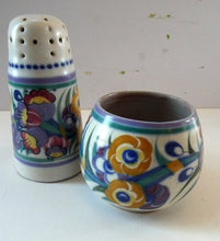 Load image into Gallery viewer, 1930s Truda Carter Poole Pottery Sugar Shaker and Round Pot  Fuchsia Pattern
