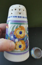 Load image into Gallery viewer, 1930s Truda Carter Poole Pottery Sugar Shaker and Round Pot  Fuchsia Pattern
