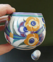 Load image into Gallery viewer, 1930s Truda Carter Poole Pottery Sugar Shaker and Round Pot  Fuchsia Pattern
