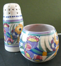 Load image into Gallery viewer, 1930s Truda Carter Poole Pottery Sugar Shaker and Round Pot  Fuchsia Pattern
