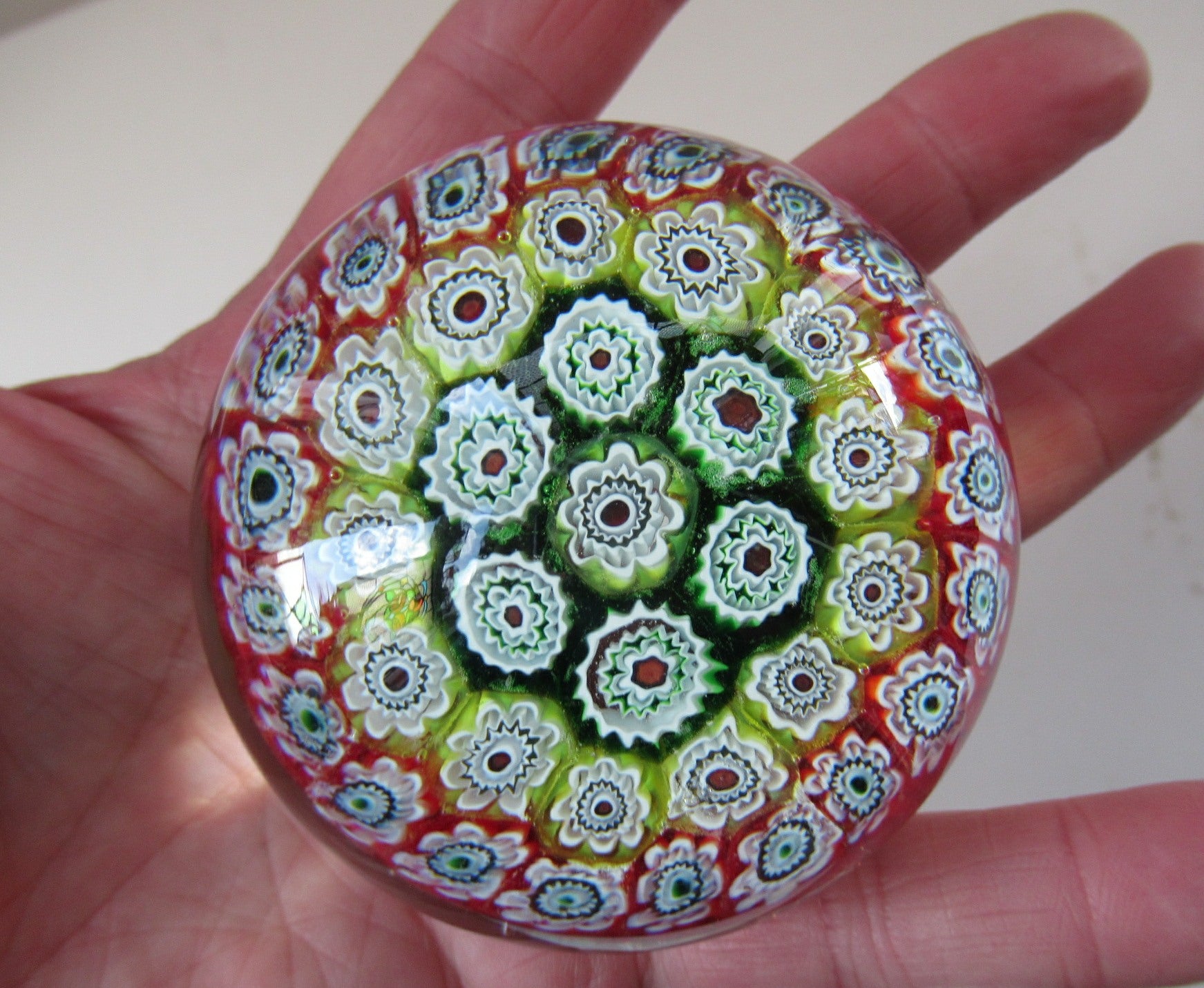 Vintage Large Paperweight Murano Millefiori.Colourful popular Milafiori.