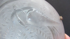 Art Deco Shade. P D'avesn France Signed Glass Plaffonier with Bird Decoration