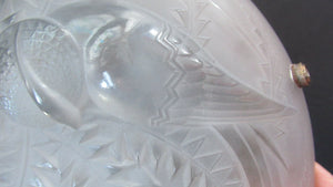 Art Deco Shade. P D'avesn France Signed Glass Plaffonier with Bird Decoration