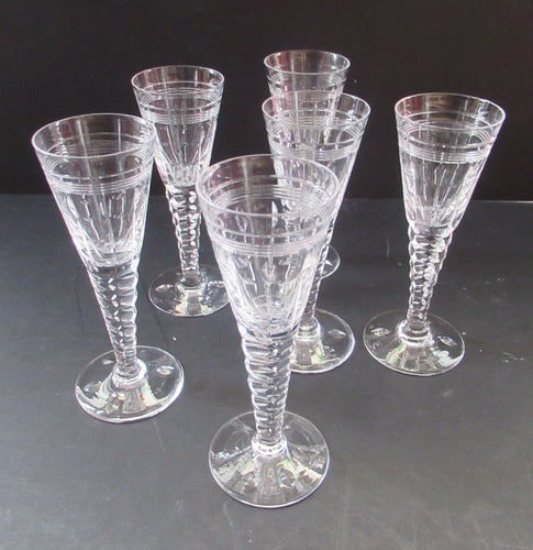 Vintage Stuart Crystal Oleta Pattern Liqueur Glasses Set of Six