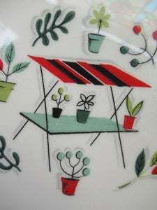 1950s Atomic Garden Design. Crown Ducal Arizona Pattern  Pair of Side Plates