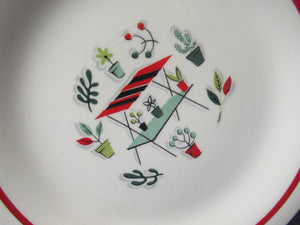 1950s Atomic Garden Design. Crown Ducal Arizona Pattern  Pair of Side Plates