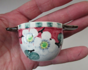 Rare 1920s Mak Merry Miniature Lug Handle Pot or Quaich Prunus Flowers