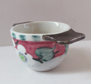 Rare 1920s Mak Merry Miniature Lug Handle Pot or Quaich Prunus Flowers