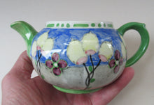 Load image into Gallery viewer, 1920s Scottish Art Pottery Makmerry Mak Merry Teapot with Honesty Heads. Blue Colour
