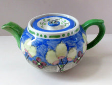 Load image into Gallery viewer, 1920s Scottish Art Pottery Makmerry Mak Merry Teapot with Honesty Heads. Blue Colour
