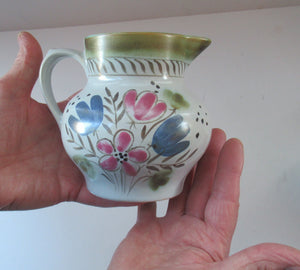 SCOTTISH POTTERY. 1950s BUCHAN Stoneware Jug with Pretty Floral Pattern