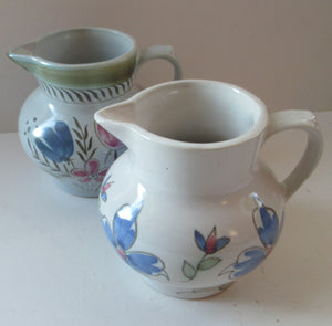 SCOTTISH POTTERY. 1950s BUCHAN Stoneware Jug with Pretty Floral Pattern