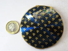 Load image into Gallery viewer, 1960s Stratton Powder Compact. Blue Enamel with Fleur de Lis
