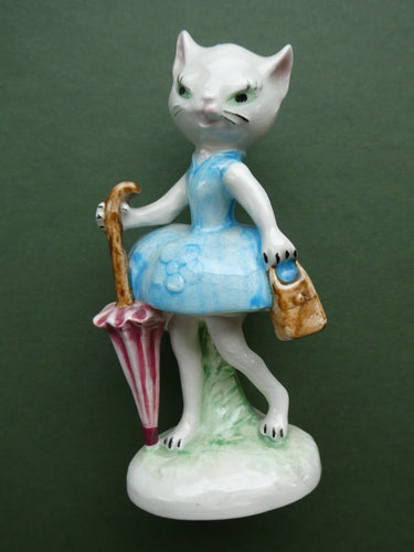 1960s Goebel Comical Lady Cat with Umbrella Designed by Albert Staehle