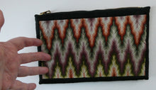 Load image into Gallery viewer, 1930s Geometric Tapestry Bag with Zig Zag Emroidered Design
