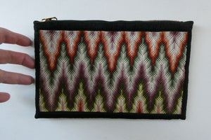 1930s Geometric Tapestry Bag with Zig Zag Emroidered Design