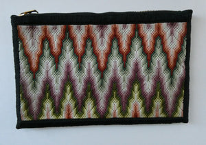 1930s Geometric Tapestry Bag with Zig Zag Emroidered Design