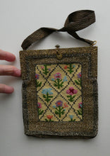 Load image into Gallery viewer, Vintage 1930s Art Deco Beaded Evening Bag with Needlepoint Panels. Very Unusual
