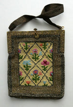 Load image into Gallery viewer, Vintage 1930s Art Deco Beaded Evening Bag with Needlepoint Panels. Very Unusual
