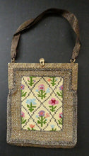 Load image into Gallery viewer, Vintage 1930s Art Deco Beaded Evening Bag with Needlepoint Panels. Very Unusual
