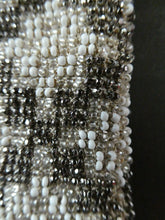 Load image into Gallery viewer, Vintage WHITE Art Deco Beaded Evening Bag with Chrome Clasp and Chain Handles; 1930s
