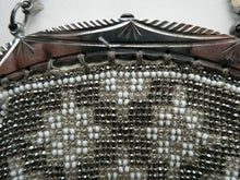 Load image into Gallery viewer, Vintage WHITE Art Deco Beaded Evening Bag with Chrome Clasp and Chain Handles; 1930s
