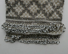 Load image into Gallery viewer, Vintage WHITE Art Deco Beaded Evening Bag with Chrome Clasp and Chain Handles; 1930s
