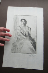 Anders Zorn Original Pencil Signed Etching. Mrs Cleveland II - the Presdient's Wife