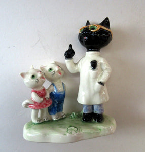 1950s 1960s Goebel Comical Cats Doctor or Dentist with Patients Alert Staehle