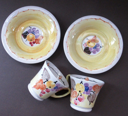 1920s MakMerry Mac Merry Fruit and Berries Cups and Saucers