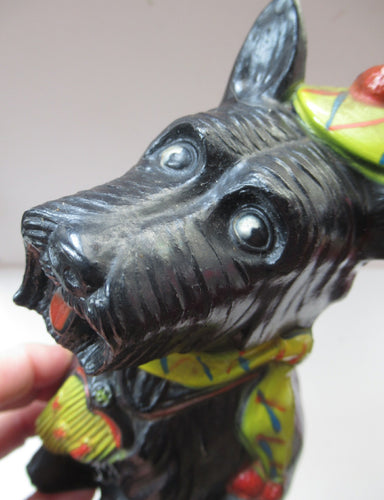 1940s Vintage Celluloid Plastic Scottish Dog Scottish Terrier Money Box or Savings Bank