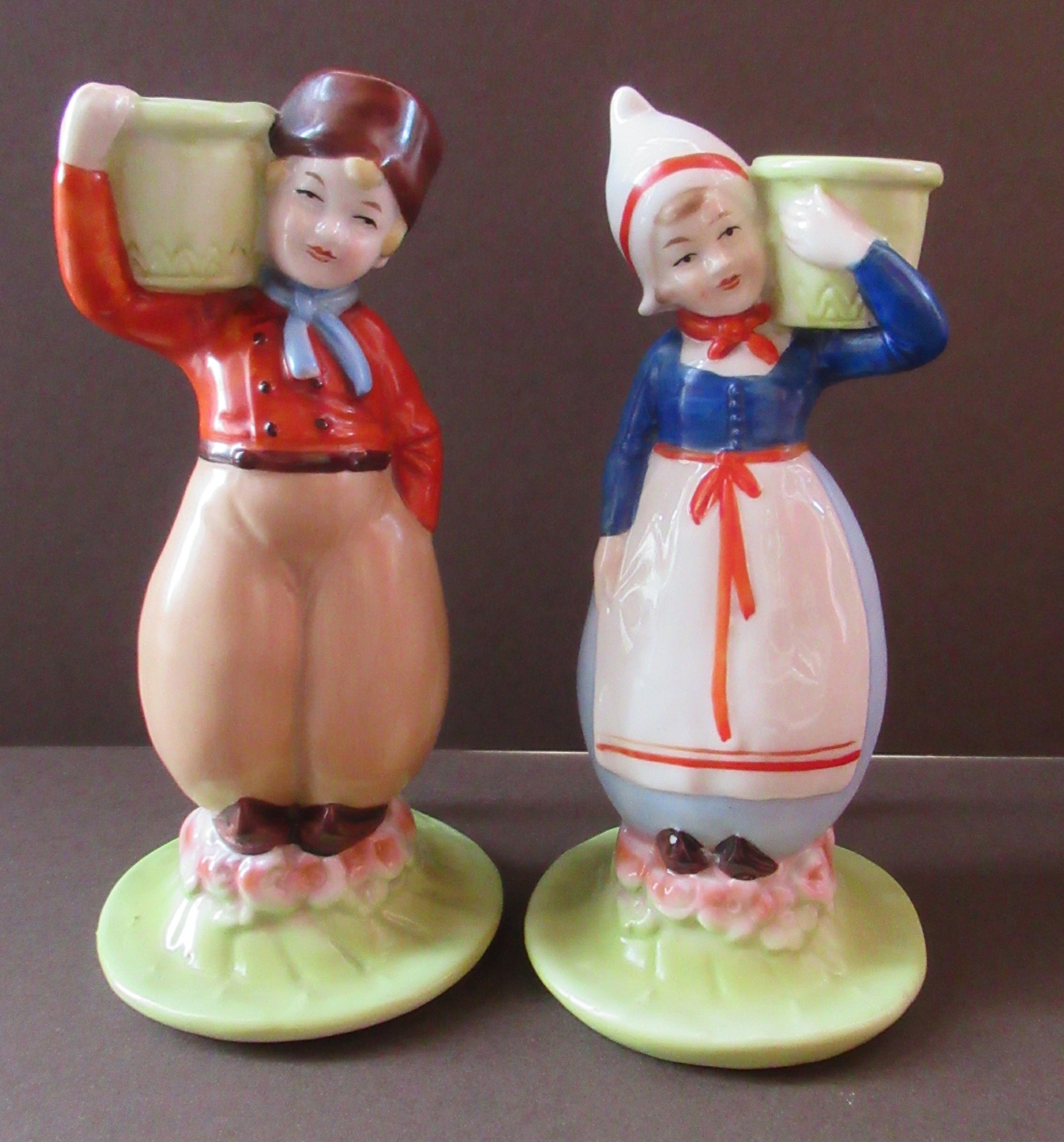 Vintage Deco Salt and Pepper Shakers RARE 1930s 1940s Push 