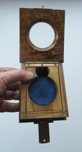 Load image into Gallery viewer, Antique Walnut Pocket Watch Holder with Glazed Aperture in Lid and Easel Stand Inside
