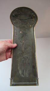 Antique Arts and Crafts Brass Wall Sconce with Candle Holder. Simple Sunflower Design