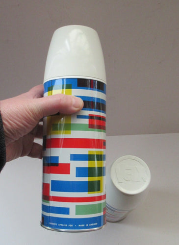 1960s VAX Thermos Flask or Vaccum Flask. Geometric Abstract Pattern