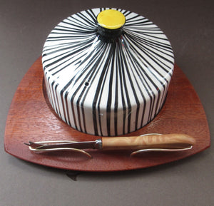 1960s Cheese Dome Zebra Stripes with Wooden Base. WYNCRAFT